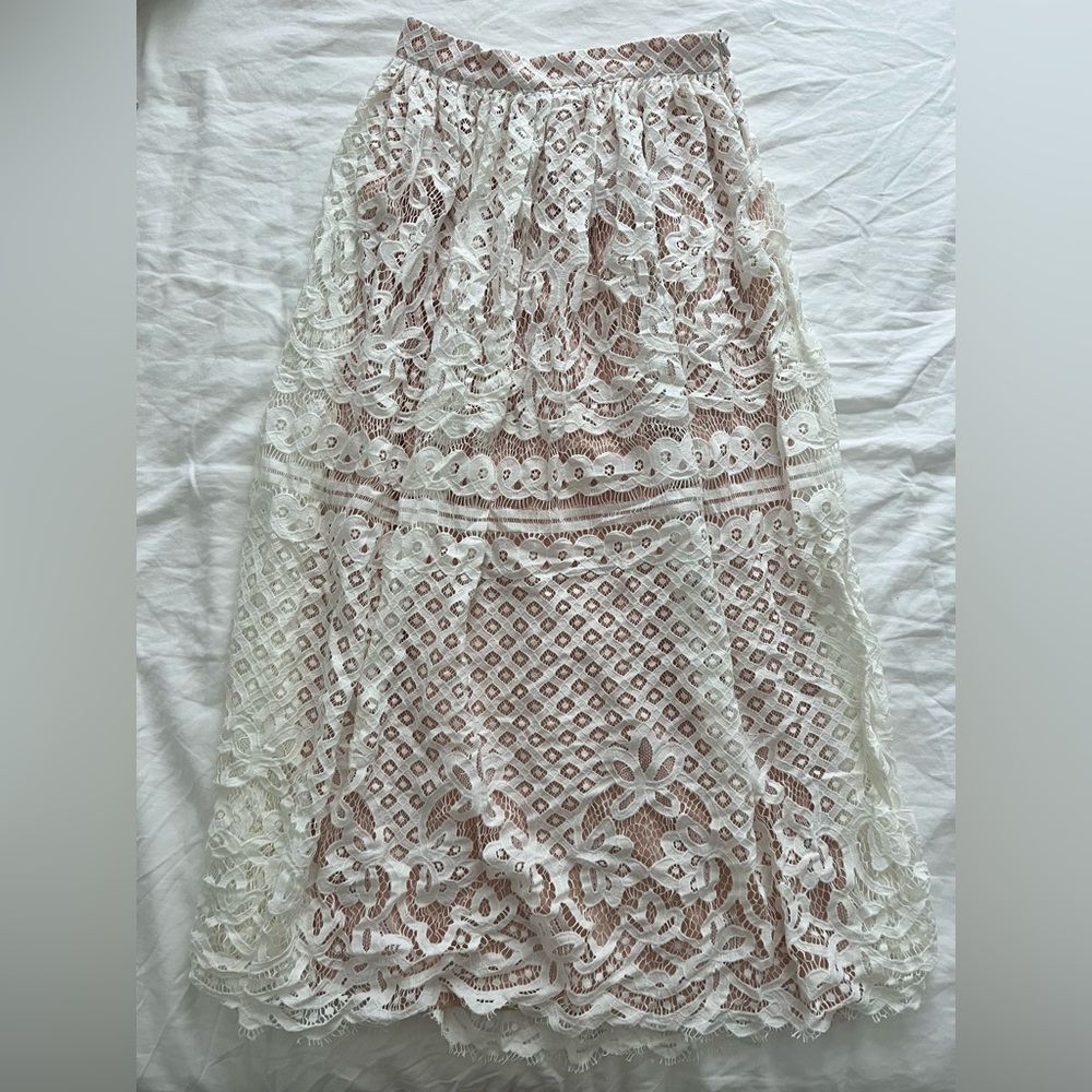 White lace maxi skirt - size small